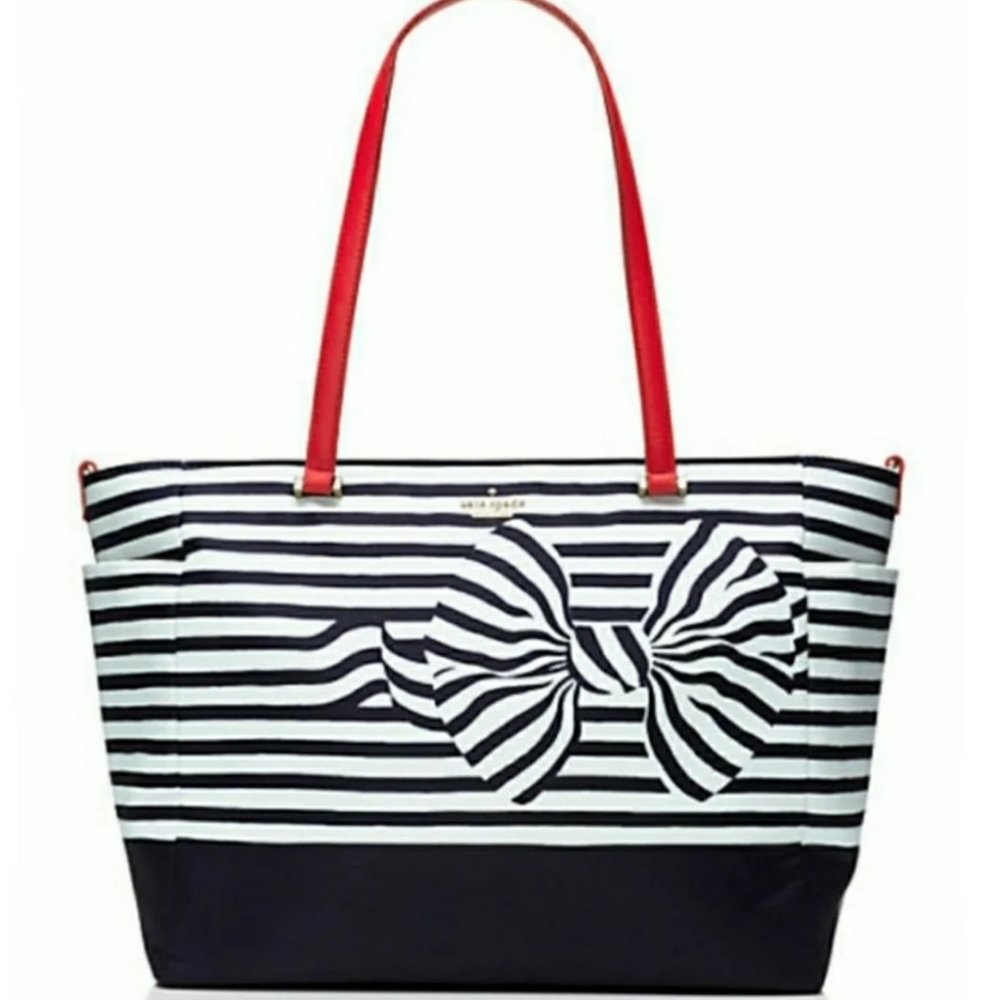 Kate Spade Navy Stripe Betheny Nylon Bow Baby Bag